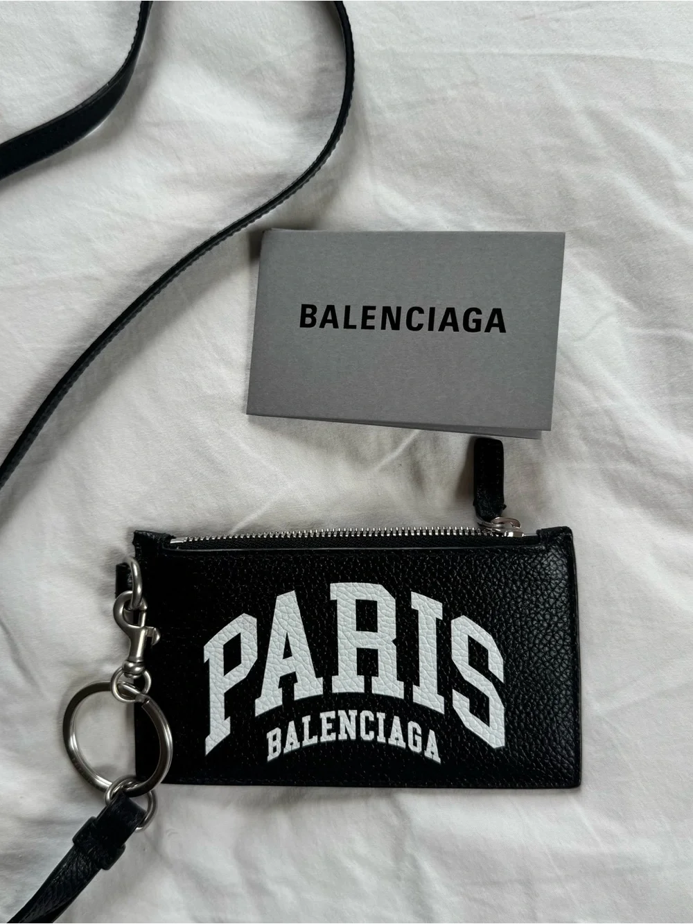 Balenciaga Black Paris Logo Crossbody Card Holder
